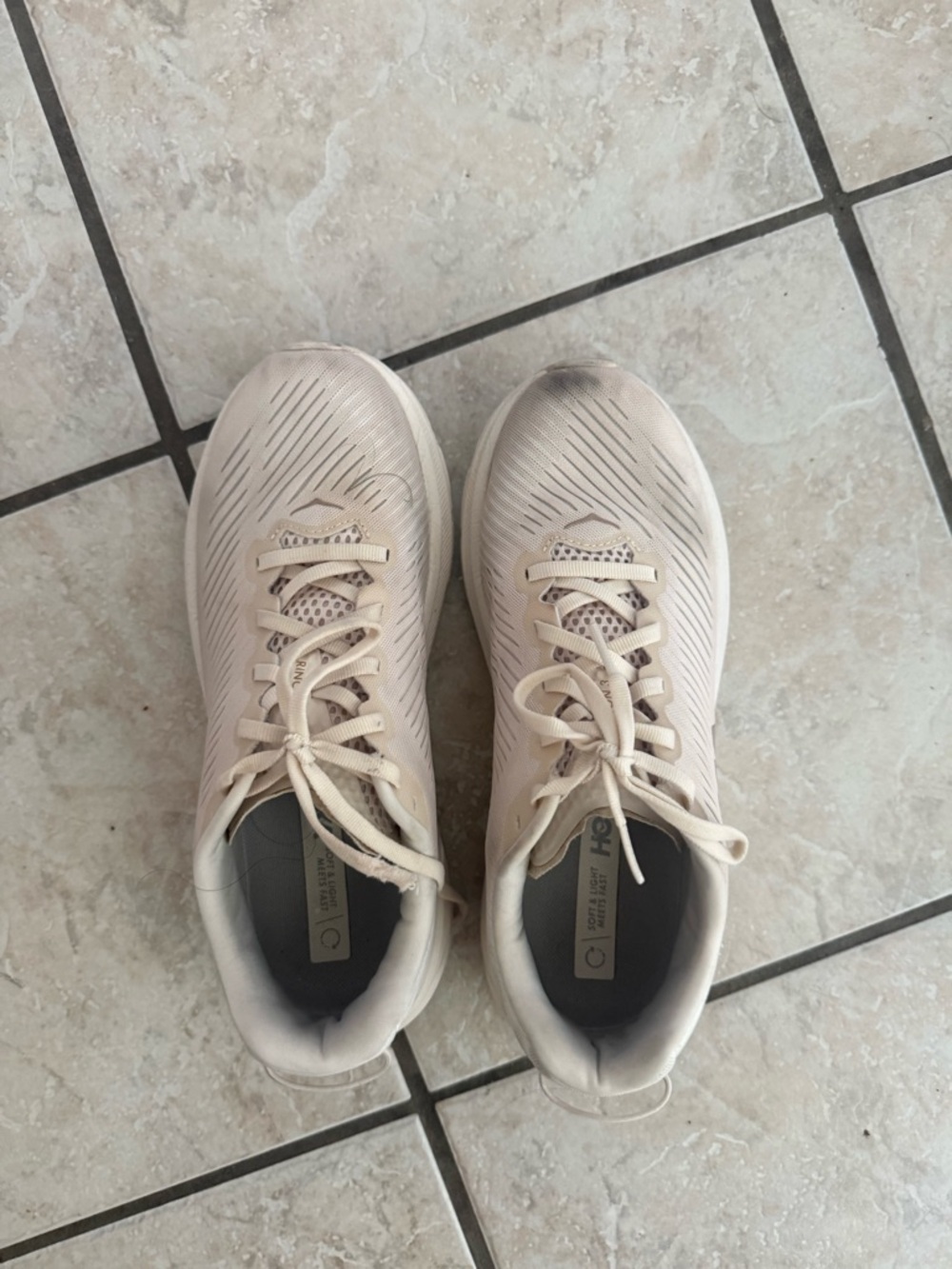 Hoka Women's Running Shoes in Light Beige